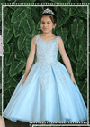 Load image into Gallery viewer, LA Merchandise LAZKY221 Girls Beaded Lace V-Neck Glitter Tulle A-Line Ball Gown