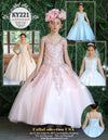 Load image into Gallery viewer, LA Merchandise LAZKY221 Girls Beaded Lace V-Neck Glitter Tulle A-Line Ball Gown