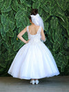 Load image into Gallery viewer, LA Merchandise LAZKY221 Girls Beaded Lace V-Neck Glitter Tulle A-Line Ball Gown