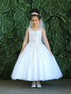 Load image into Gallery viewer, Girls Long Lace Applique Dress with Glitter Skirt by LA Merchandise KY221-Girls Formal Dresses-ABC Fashion