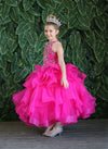 Load image into Gallery viewer, LA Merchandise LAZKY217 Girls Beaded High Neck Layered Ruffle Tulle Ball Gown