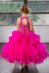 Load image into Gallery viewer, LA Merchandise LAZKY217 Girls Beaded High Neck Layered Ruffle Tulle Ball Gown