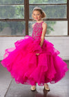 Load image into Gallery viewer, LA Merchandise LAZKY217 Girls Beaded High Neck Layered Ruffle Tulle Ball Gown