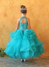 Load image into Gallery viewer, LA Merchandise LAZKY217 Girls Beaded High Neck Layered Ruffle Tulle Ball Gown