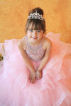 Load image into Gallery viewer, LA Merchandise LAZKY217 Girls Beaded High Neck Layered Ruffle Tulle Ball Gown