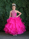Load image into Gallery viewer, LA Merchandise LAZKY217 Girls Beaded High Neck Layered Ruffle Tulle Ball Gown