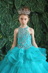 Load image into Gallery viewer, LA Merchandise LAZKY217 Girls Beaded High Neck Layered Ruffle Tulle Ball Gown