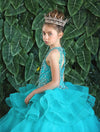 Load image into Gallery viewer, LA Merchandise LAZKY217 Girls Beaded High Neck Layered Ruffle Tulle Ball Gown
