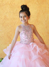 Load image into Gallery viewer, LA Merchandise LAZKY217 Girls Beaded High Neck Layered Ruffle Tulle Ball Gown