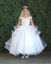 Load image into Gallery viewer, Girls Long Off Shoulder Dress with Glitter Skirt by LA Merchandise KY223-Girls Formal Dresses-ABC Fashion