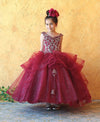 Load image into Gallery viewer, Girls Long Off Shoulder Dress with Glitter Skirt by LA Merchandise KY223-Girls Formal Dresses-ABC Fashion