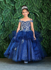 Load image into Gallery viewer, Girls Long Off Shoulder Dress with Glitter Skirt by LA Merchandise KY223-Girls Formal Dresses-ABC Fashion