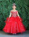 Load image into Gallery viewer, Girls Long Off Shoulder Dress with Glitter Skirt by LA Merchandise KY223-Girls Formal Dresses-ABC Fashion