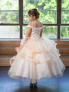 Load image into Gallery viewer, LA Merchandise LAZKY223 Girls Embroidered Cold Shoulder Layered Glitter Tulle Gown