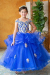 Load image into Gallery viewer, LA Merchandise LAZKY223 Girls Embroidered Cold Shoulder Layered Glitter Tulle Gown