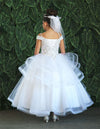 Load image into Gallery viewer, LA Merchandise LAZKY223 Girls Embroidered Cold Shoulder Layered Glitter Tulle Gown