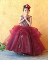 Load image into Gallery viewer, LA Merchandise LAZKY223 Girls Embroidered Cold Shoulder Layered Glitter Tulle Gown