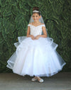 Load image into Gallery viewer, LA Merchandise LAZKY223 Girls Embroidered Cold Shoulder Layered Glitter Tulle Gown