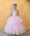 Load image into Gallery viewer, LA Merchandise LAZKY213 Girls Beaded Illusion Sweetheart Ruffled Organza Ball Gown