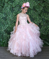 Load image into Gallery viewer, LA Merchandise LAZKY213 Girls Beaded Illusion Sweetheart Ruffled Organza Ball Gown
