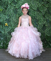 Load image into Gallery viewer, Girls Long Ruffled Dress with Beaded Bodice by LA Merchandise KY213-Girls Formal Dresses-ABC Fashion