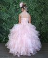 Load image into Gallery viewer, LA Merchandise LAZKY213 Girls Beaded Illusion Sweetheart Ruffled Organza Ball Gown