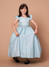 Load image into Gallery viewer, LA Merchandise LAZD828 Girls Ruffle Sleeve Metallic Glitter Tea-Length A-Line Dress