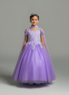 Load image into Gallery viewer, LA Merchandise LAZSCK310 Girls Beaded A-Line Gown with Removable Cape and Ruffle Sleeves