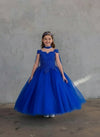 Load image into Gallery viewer, LA Merchandise LAZSCK310 Girls Beaded A-Line Gown with Removable Cape and Ruffle Sleeves