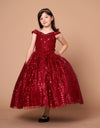 Load image into Gallery viewer, LA Merchandise LAZSCK303 Girls Beaded V-Neck Off Shoulder A-Line Gown with Cape