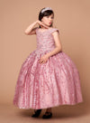 Load image into Gallery viewer, LA Merchandise LAZSCK303 Girls Beaded V-Neck Off Shoulder A-Line Gown with Cape