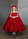 Load image into Gallery viewer, LA Merchandise LAZSCK314 Girls Floral Off Shoulder A-Line Gown with Cape Sleeves
