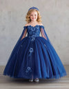 Load image into Gallery viewer, LA Merchandise LAZSCK314 Girls Floral Off Shoulder A-Line Gown with Cape Sleeves