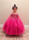 Load image into Gallery viewer, LA Merchandise LAZSCK308 Girls Floral Illusion Corset Gown with Removable Cape Sleeves