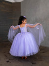 Load image into Gallery viewer, LA Merchandise LAZSCK308 Girls Floral Illusion Corset Gown with Removable Cape Sleeves