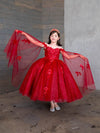 Load image into Gallery viewer, LA Merchandise LAZSCK314 Girls Floral Off Shoulder A-Line Gown with Cape Sleeves