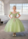 Load image into Gallery viewer, LA Merchandise LAZSCK312 Girls Sequin Illusion Corset Gown with Ruffled Short Sleeves