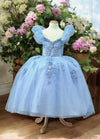 Load image into Gallery viewer, LA Merchandise LAZSCK312 Girls Sequin Illusion Corset Gown with Ruffled Short Sleeves