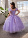 Load image into Gallery viewer, LA Merchandise LAZSCK312 Girls Sequin Illusion Corset Gown with Ruffled Short Sleeves