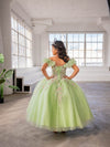 Load image into Gallery viewer, LA Merchandise LAZSCK312 Girls Sequin Illusion Corset Gown with Ruffled Short Sleeves