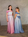 Load image into Gallery viewer, LA Merchandise LAZD823 Girls Ombre Glitter Off Shoulder Tea-Length A-Line Dress - - Girls Formal Dresses LAZ