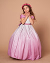 Load image into Gallery viewer, LA Merchandise LAZD823 Girls Ombre Glitter Off Shoulder Tea-Length A-Line Dress - Pink Silver - Girls Formal Dresses LAZ