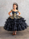 Load image into Gallery viewer, LA Merchandise LAZSCK313 Girls Charra Embroidered Off Shoulder Tiered Ruffle Gown