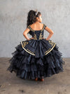 Load image into Gallery viewer, LA Merchandise LAZSCK313 Girls Charra Embroidered Off Shoulder Tiered Ruffle Gown