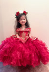 Load image into Gallery viewer, LA Merchandise LAZSCK313 Girls Charra Embroidered Off Shoulder Tiered Ruffle Gown