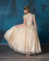 Load image into Gallery viewer, LA Merchandise LAZKY226 Girls Beaded Fringe Cap Sleeve Glitter Tulle Ball Gown