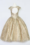 Load image into Gallery viewer, LA Merchandise LAZKY226 Girls Beaded Fringe Cap Sleeve Glitter Tulle Ball Gown