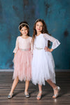 Load image into Gallery viewer, LA Merchandise LAZD708 Girls Lace Three-Quarter Bell Sleeve Tulle Tutu Dress