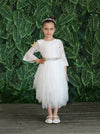 Load image into Gallery viewer, LA Merchandise LAZD708 Girls Lace Three-Quarter Bell Sleeve Tulle Tutu Dress