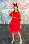 Load image into Gallery viewer, LA Merchandise LAZD708 Girls Lace Three-Quarter Bell Sleeve Tulle Tutu Dress